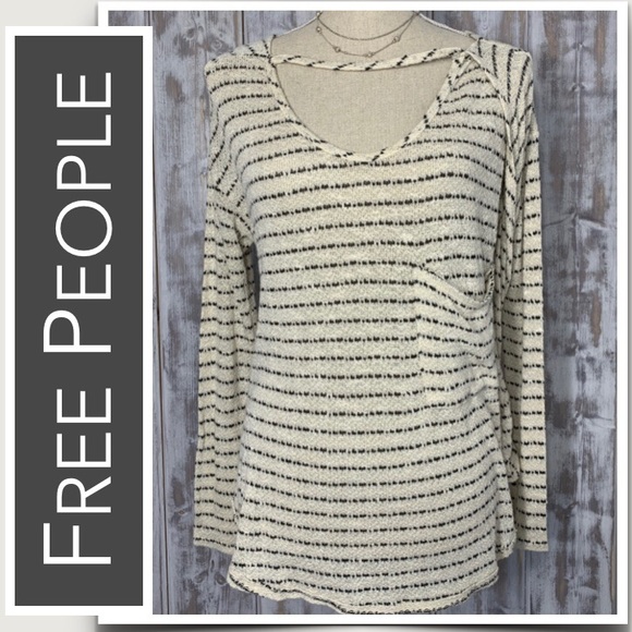 Free People Open-Back Sweater NWOT White with Black Stripes - Picture 5 of 8